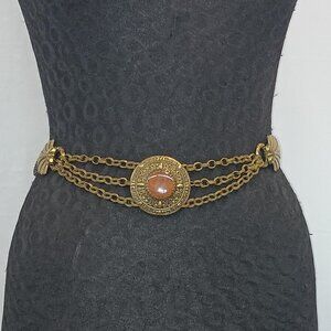 Ferrara Antique Brass Center Medallion Wire Knit Belt
